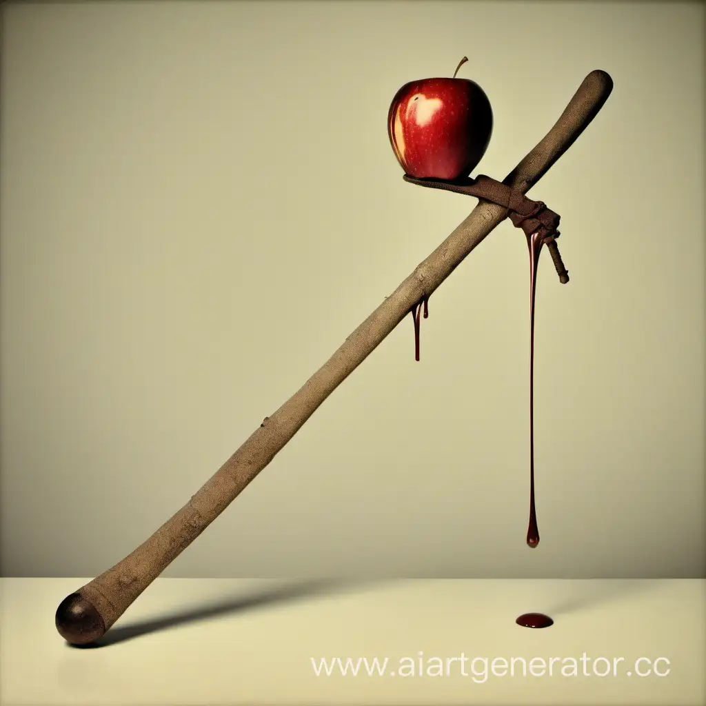 Artistic-Arrangement-Apples-Impaled-on-a-Crutch