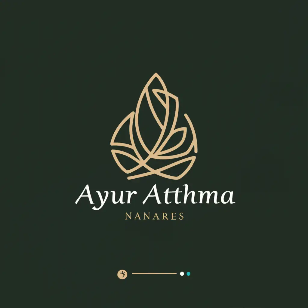 a logo design,with the text "Ayur Athma", main symbol:Ayurveda clinic that features a stylized leaf or herb, symbolizing the natural and holistic approach of Ayurveda,Moderate,be used in Beauty Spa industry,clear background