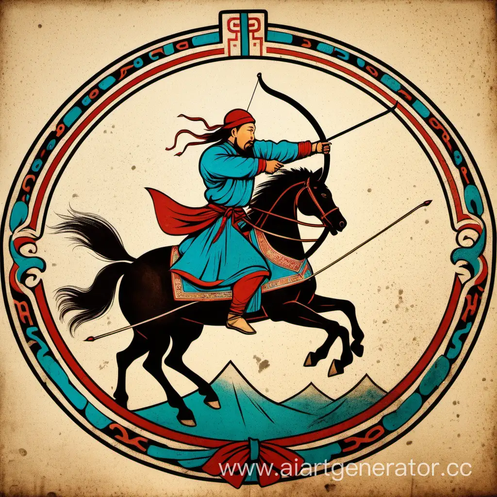 логотип всадника, стреляющего с лука, на коне, татаро-монгол
