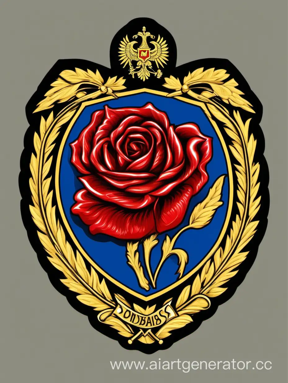 Russian-Federations-Donbass-Motorized-Rifle-Brigade-Badge-Amidst-Battlefield-Roses