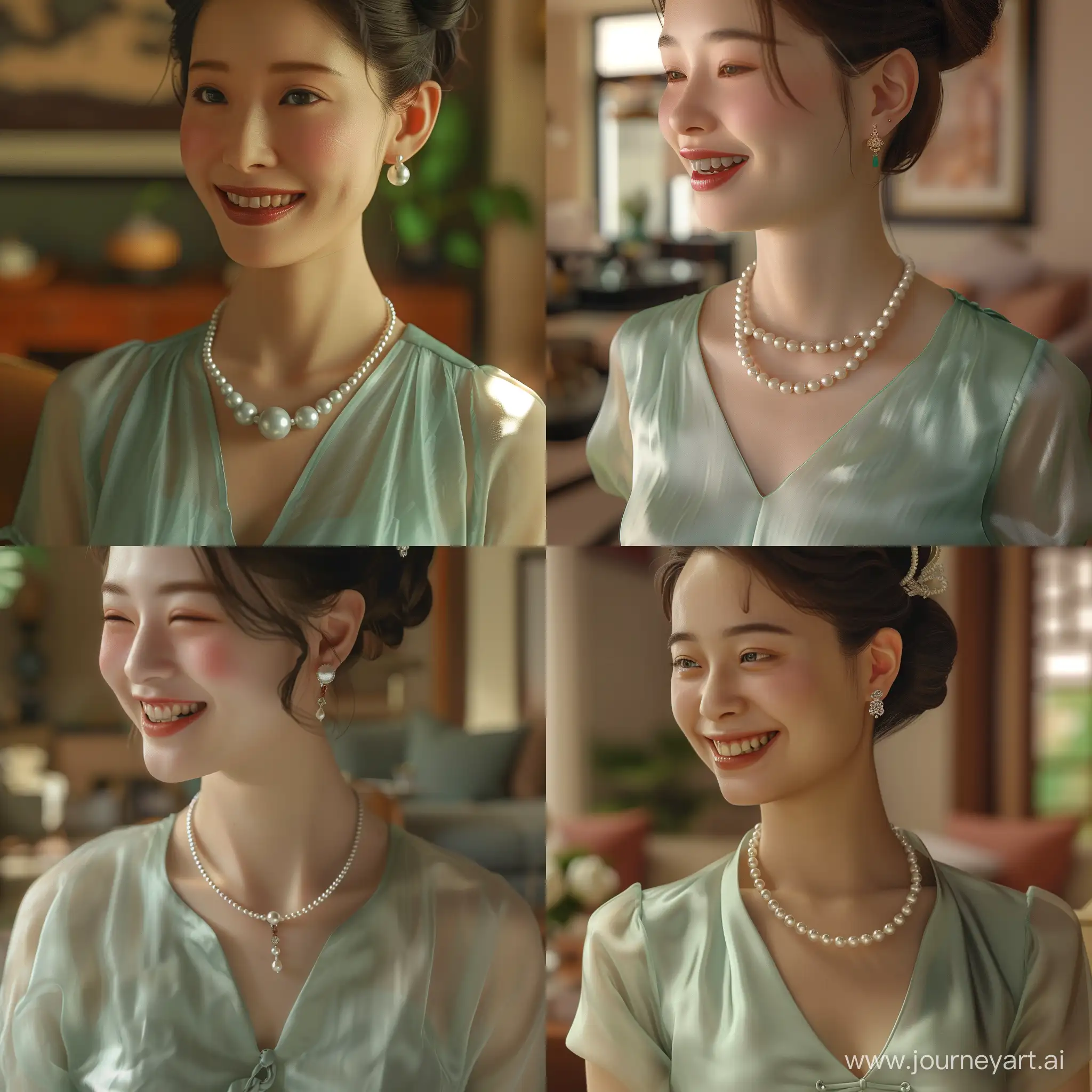 Elegant-Chinese-Lady-in-Green-Qipao-with-Graceful-Grin-and-Detailed-Accessories