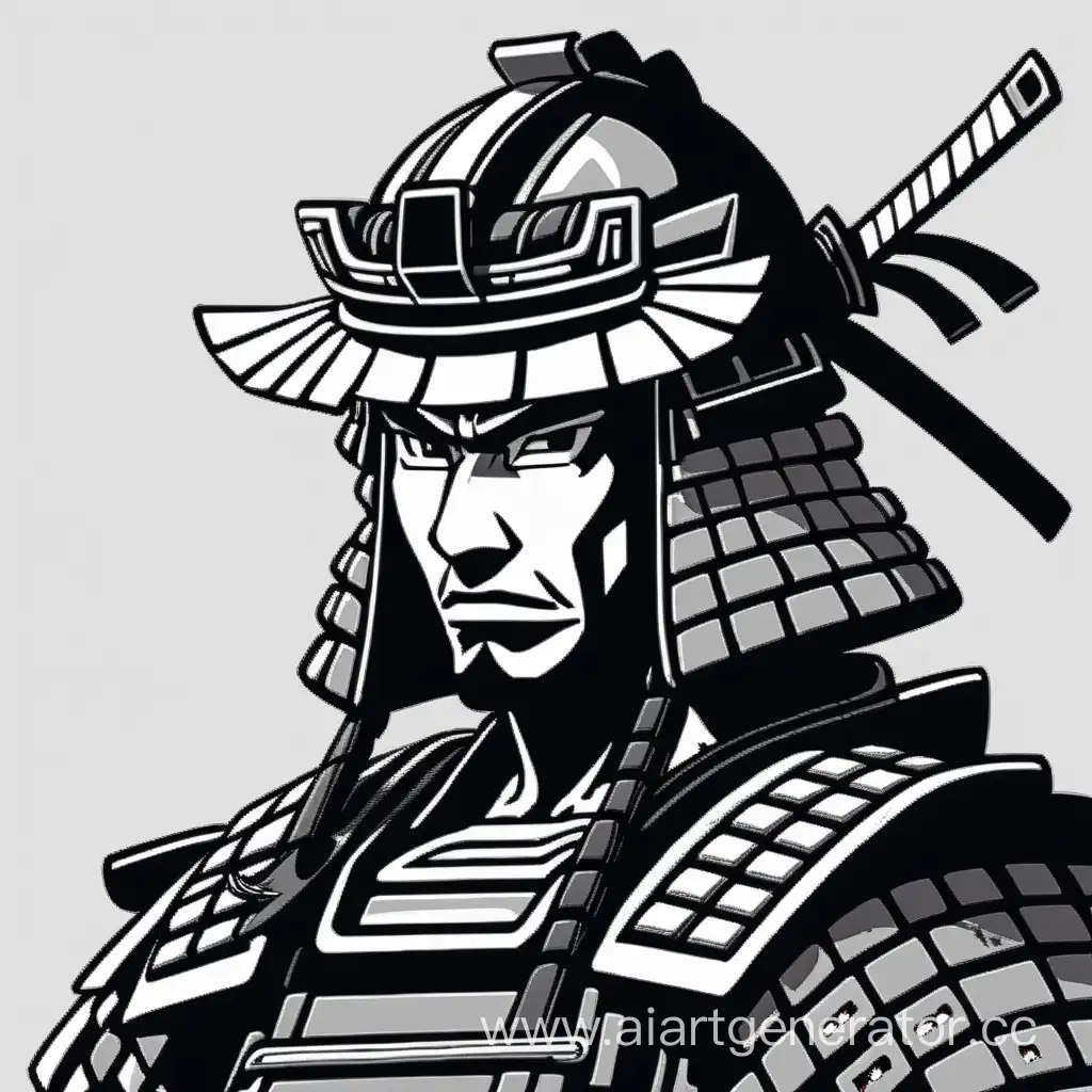 Лицо пиксельного самурай в черном
