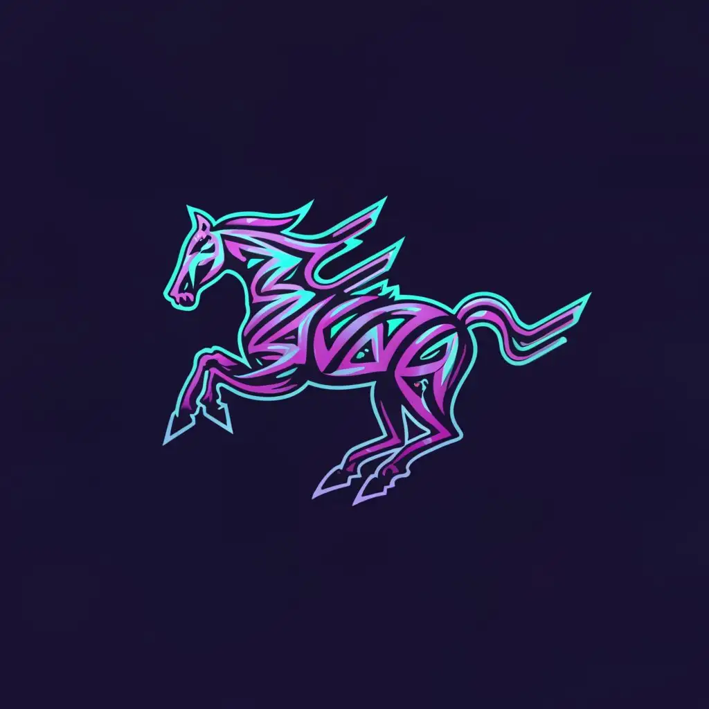 a logo design,with the text "Zig Zag Racing", main symbol:Racing Horse,complex,clear background