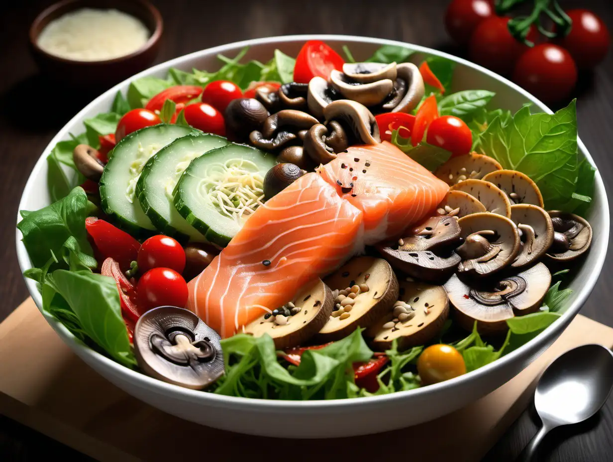 Vibrant Salad Bowl with Smoked Salmon and Fresh Ingredients