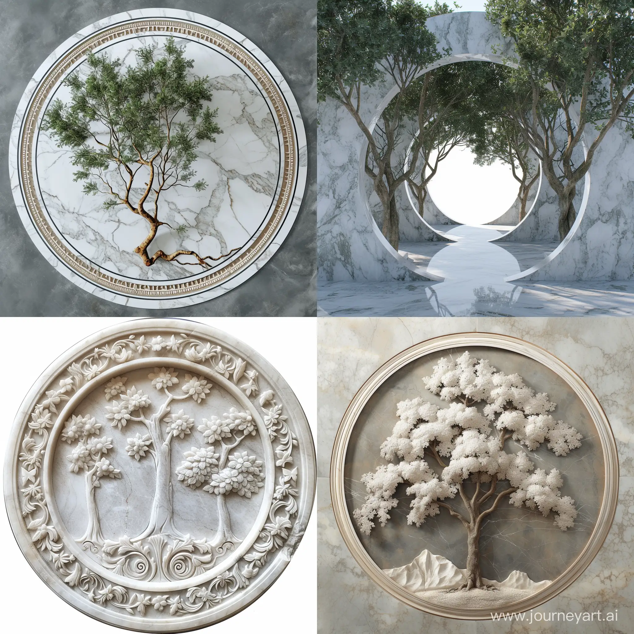 marble rokoko circle Edging trees
