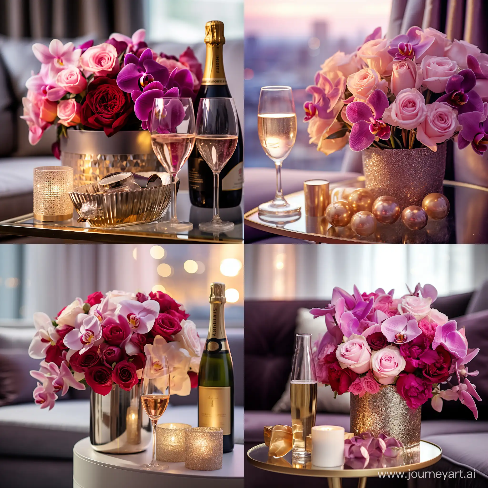 Luxurious-Floral-Elegance-VersaceInspired-Rose-Peony-and-Orchid-Arrangement-in-Minimalistic-Living-Space