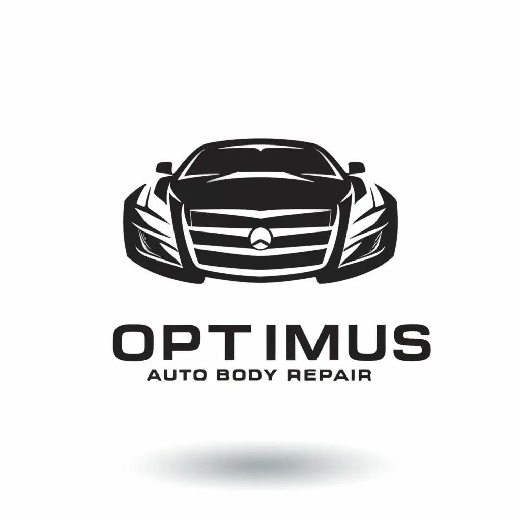 a logo design,with the text "Optimus AUTO BODY REPAIR", main symbol:front, grille, silhouette,Minimalistic,be used in Automotive industry,clear background