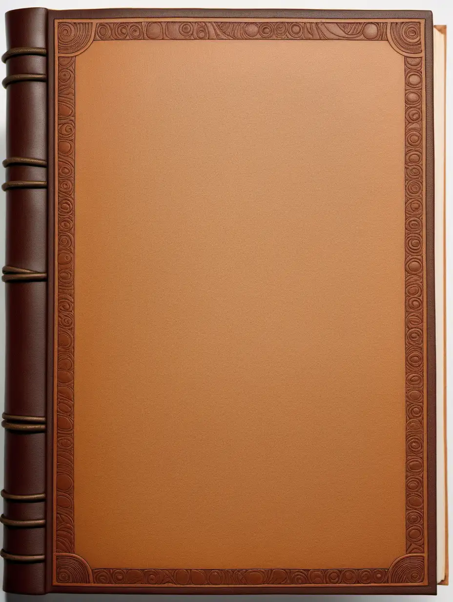 front aligned view of the narrow border of small designs of a blank book covered in leather in the theme "dunes"