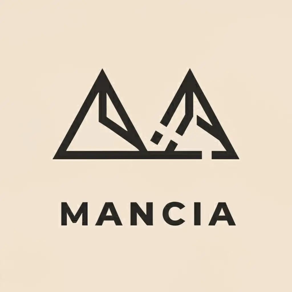 a logo design,with the text "mancia", main symbol:Use the negative space within or between the letters to subtly incorporate symbols or shapes relevant to your family heritage, values, or interests. For example, the negative space inside the "A" or "M" could hint at a mountain, symbolizing stability and resilience. Consider the silhouette that the overall word creates. Could the spaces between letters or the outline of the word hint at an important object, animal, or concept? Encase the word "MANCIA" within a geometric shape (circle, hexagon, square) but style the letters so they interact with the shape’s edges or corners. This creates a cohesive and compact logo. Break the letters into geometric shapes that align to form the letters but also work as an abstract art piece. This can add a modern, artistic flair to your logo. Stylize the letters to mimic wave forms, perhaps to signify flow, change, or a connection to water. This can be done by altering the baseline of the letters to wave up and down or by adding elements to the letters that resemble water waves. Soften the letters by incorporating organic shapes and curves, making the letters part of a larger, nature-inspired design. Think about how vines, leaves, or rivers flow and mimic these shapes in the contours of the letters. Design each letter as if it were a piece of a puzzle, suggesting that together they complete the picture. This concept can symbolize unity, family, and interconnectedness. Start the first letter in one style (e.g., traditional serif) and gradually evolve through the letters to end in a different style (e.g., modern sans-serif). This can represent growth, adaptation, or the blending of old and new traditions.,Minimalistic,clear background
