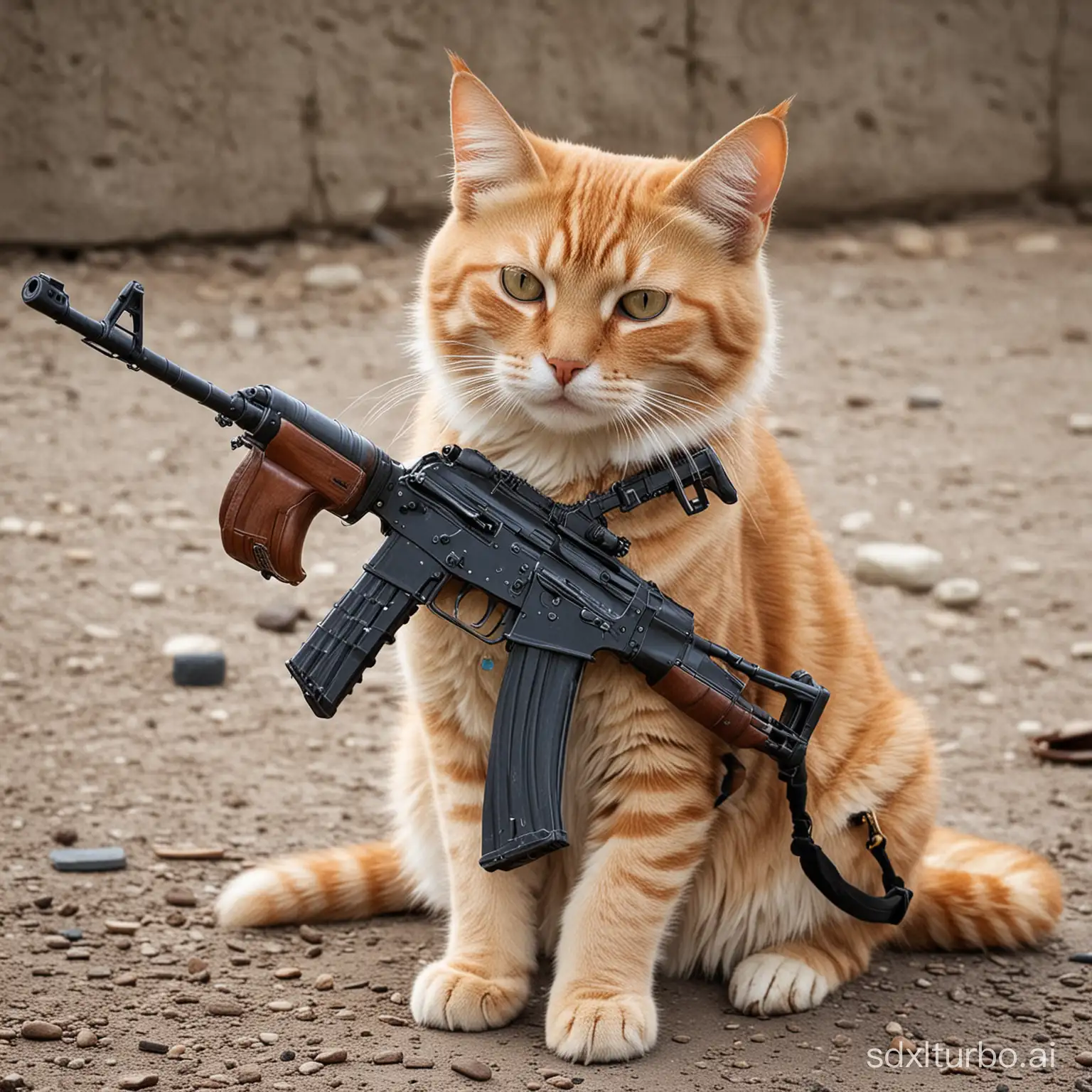 Fierce-Cat-Holding-AK47-Gun