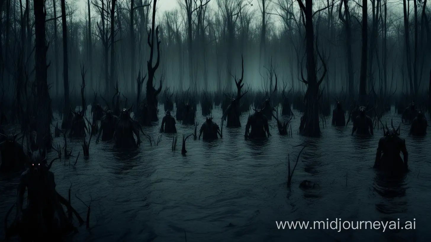 Eerie Demonfilled Dark Forest in a Swamp