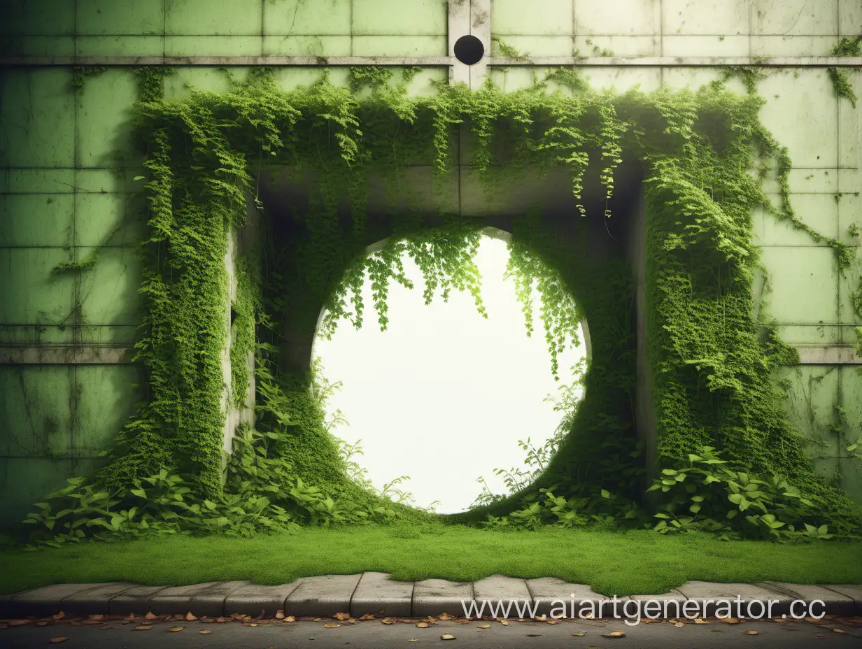 стена которая стоит посреди реалистичного старинного обросшего зеленью города в ней дыра в которую засасывает листву