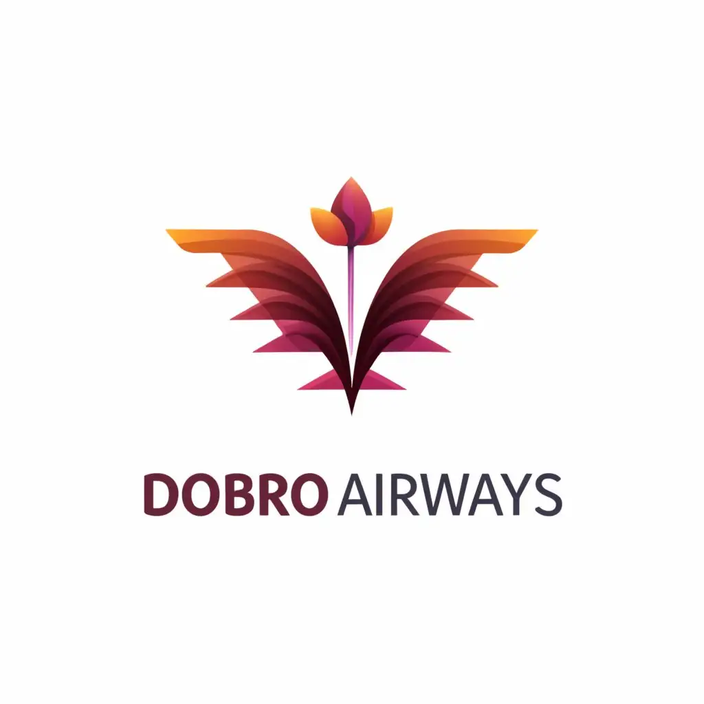 a logo design,with the text 'Dobro Airways', main symbol:Plane/rose/maple leaf,Minimalistic,be used in Travel industry,clear background, purple
