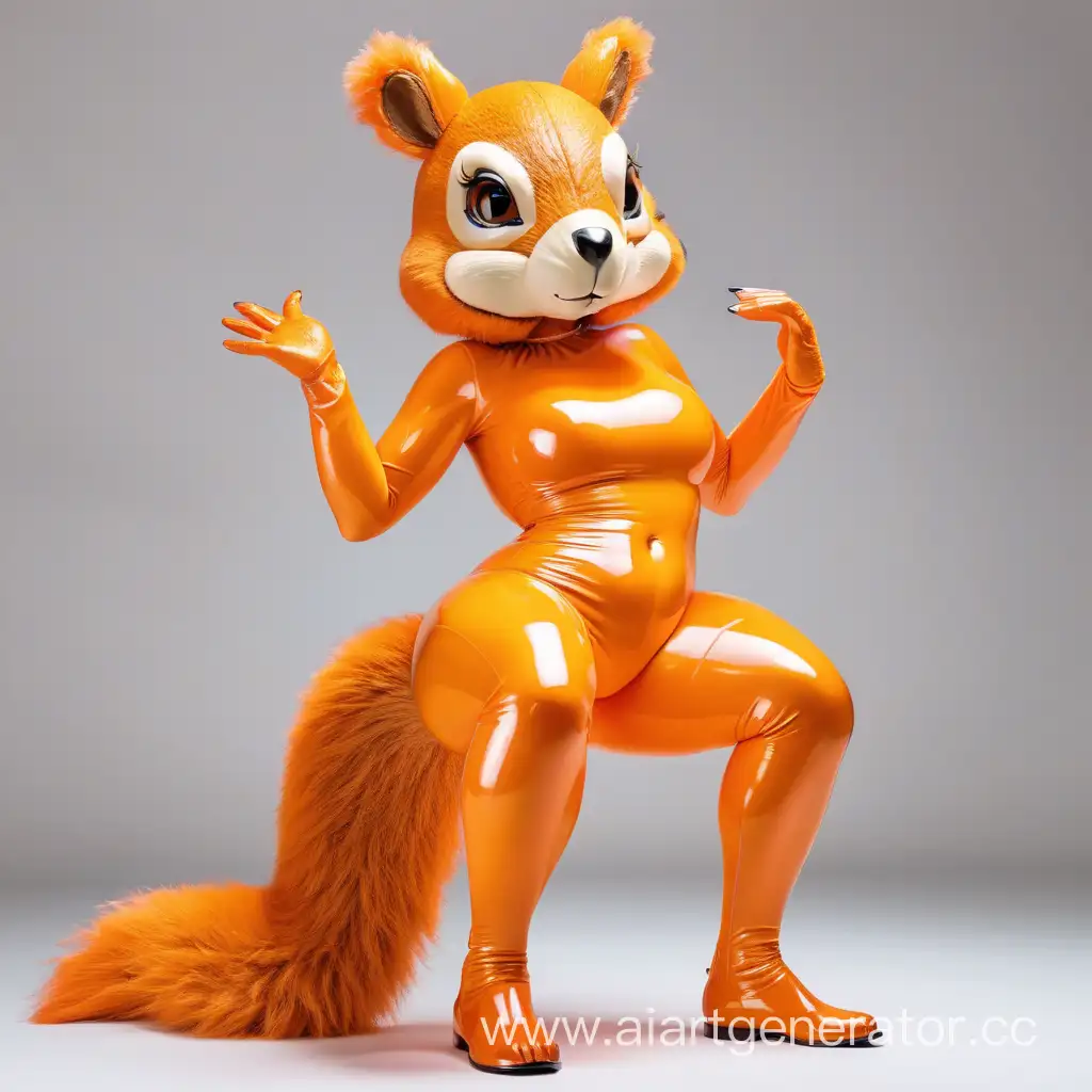 Cute-Latex-Furry-Squirrel-Girl-in-Orange-Mask