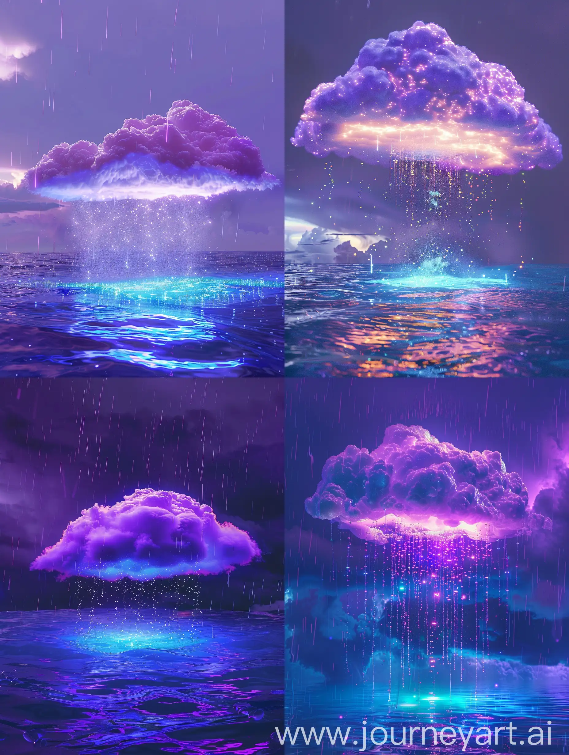 Vibrant-Purple-Clouds-Raining-Glowing-Sky-Blue-Water-Realistic-Phone-Photo