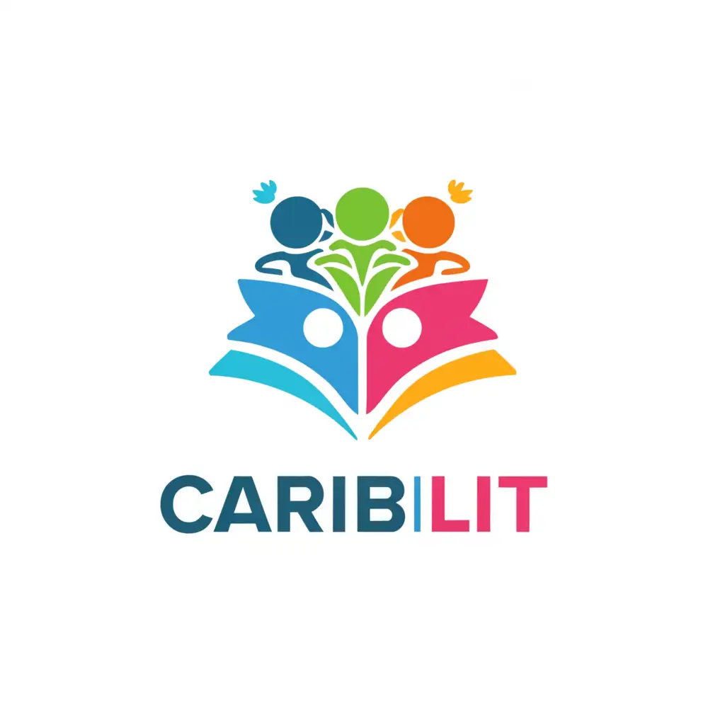 a logo design,with the text "CARIBLIT", main symbol:books, children, Caribbean, library,complex,be used in Nonprofit industry,clear background