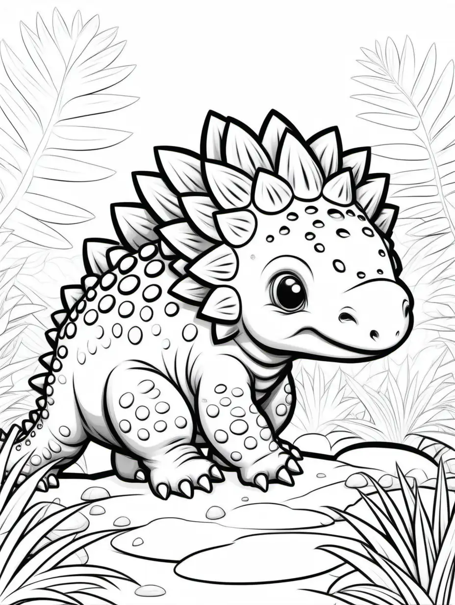 Adorable Baby Ankylosaurus Coloring Page for Kids