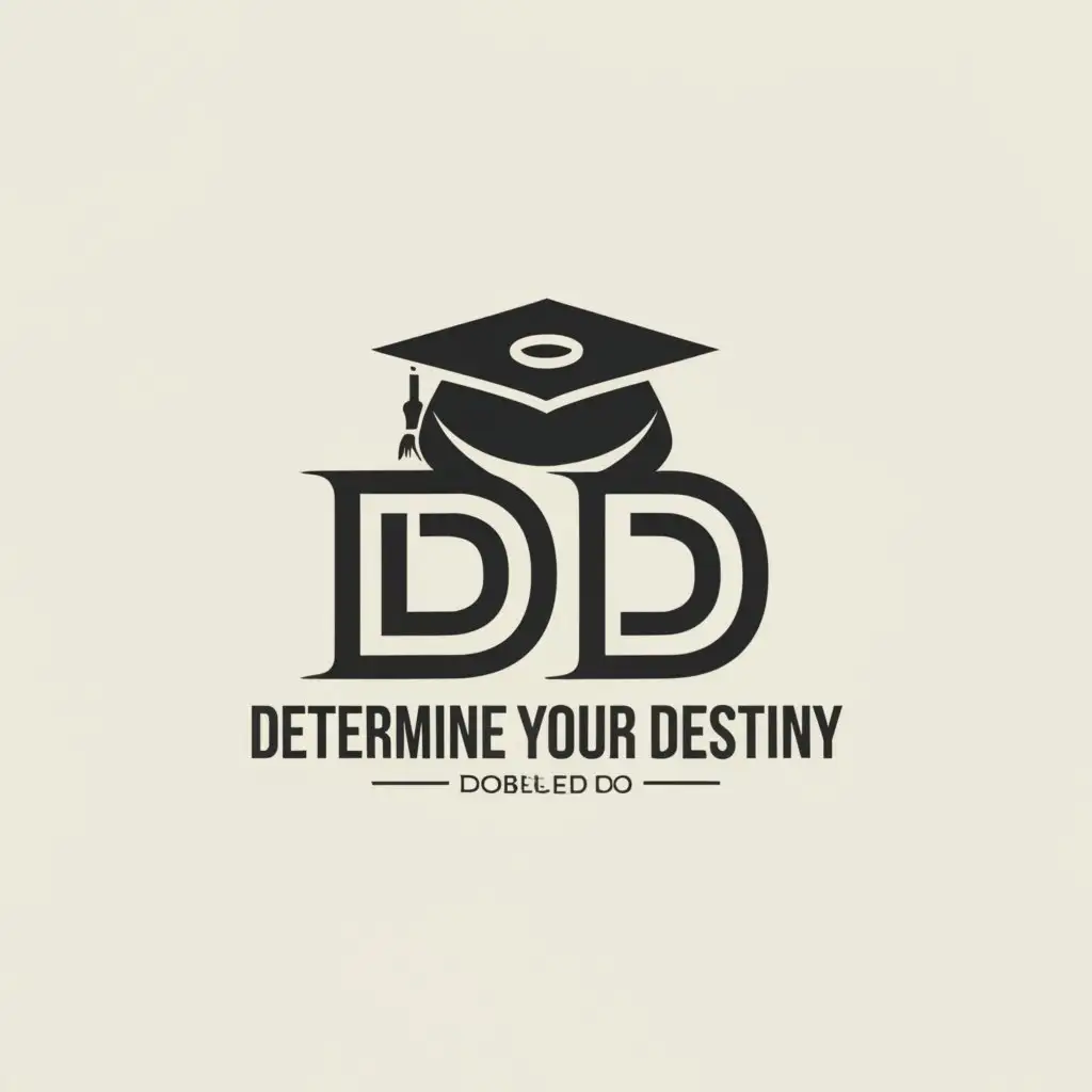 a logo design,with the text "Double_D

Determine your Destiny", main symbol:2 letters "D", graduation hat, ,Minimalistic,be used in Education industry,clear background