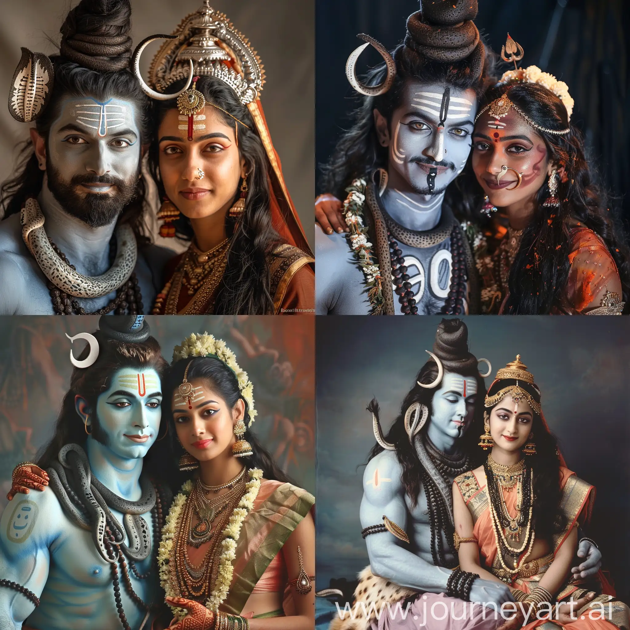 Real photo of hindu god shiva and hindu goddess Parvati