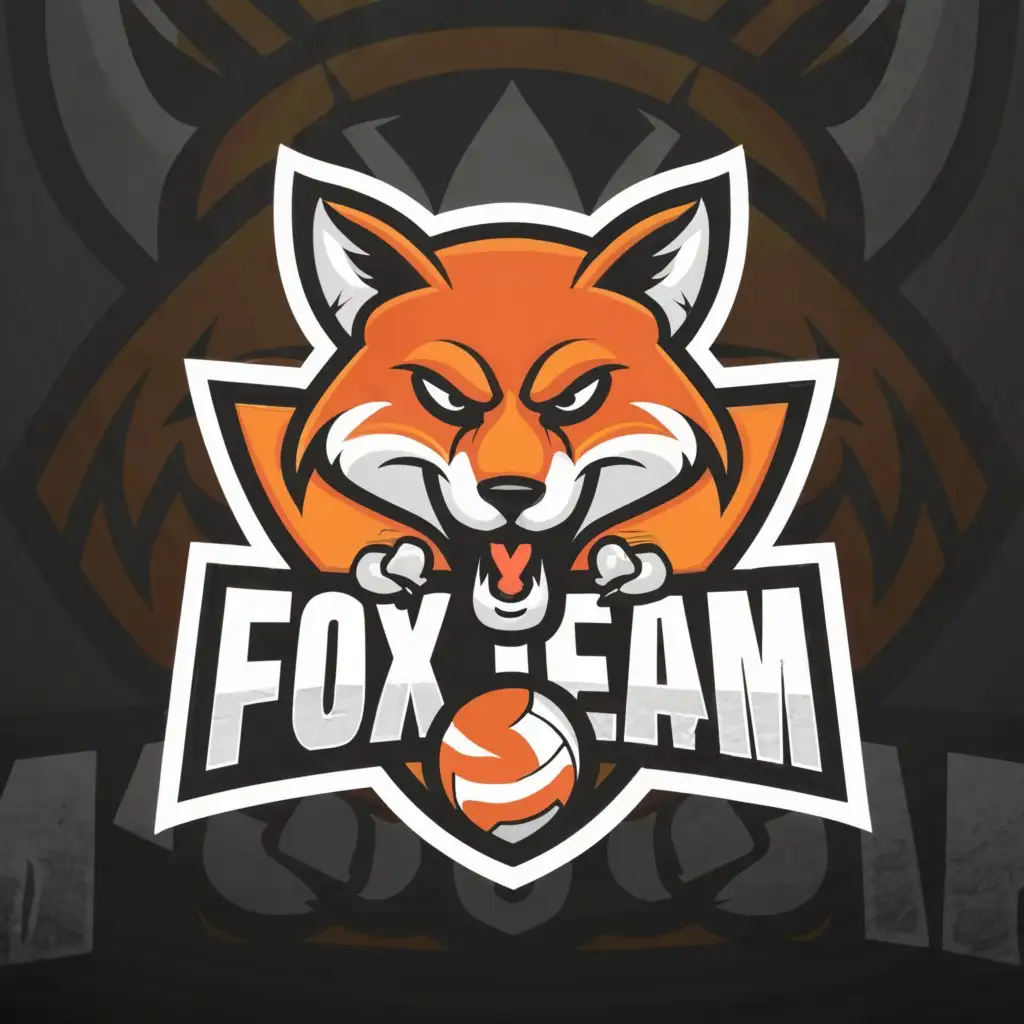 a logo design,with the text "Foxy team", main symbol:Fox and volleyball,Moderate,be used in Sports Fitness industry,clear background