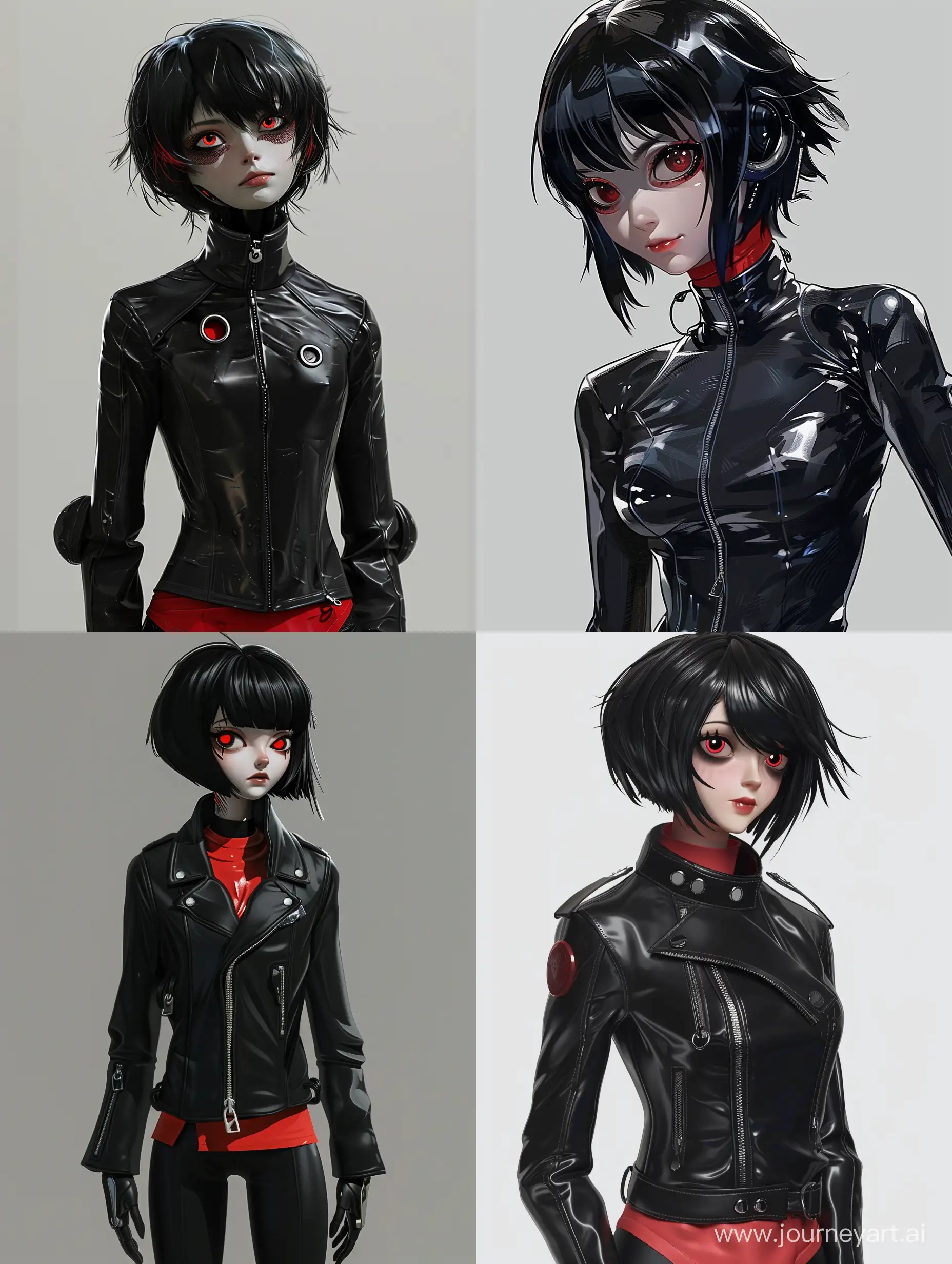 Edgy-Cartoon-Android-Girl-with-Black-Plastic-Skin-and-Red-Anime-Eyes