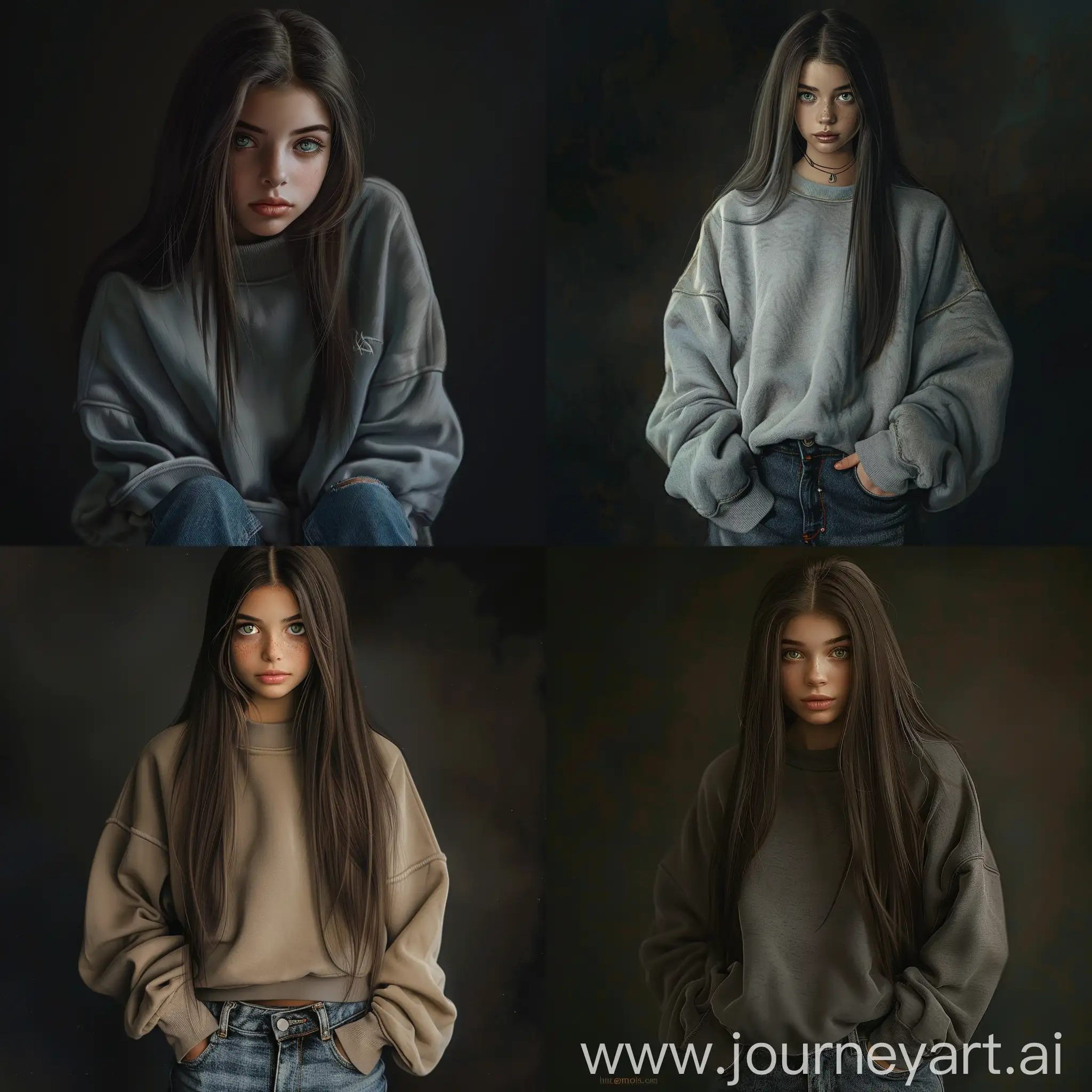 Chic-Teenager-in-Cozy-Attire-on-Dark-Background-HighQuality-Realistic-Art