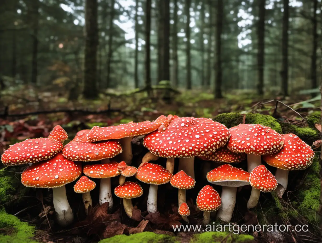 Enchanting-Glade-of-Fly-Agarics-Magical-Forest-Scene-with-Vibrant-Fungi