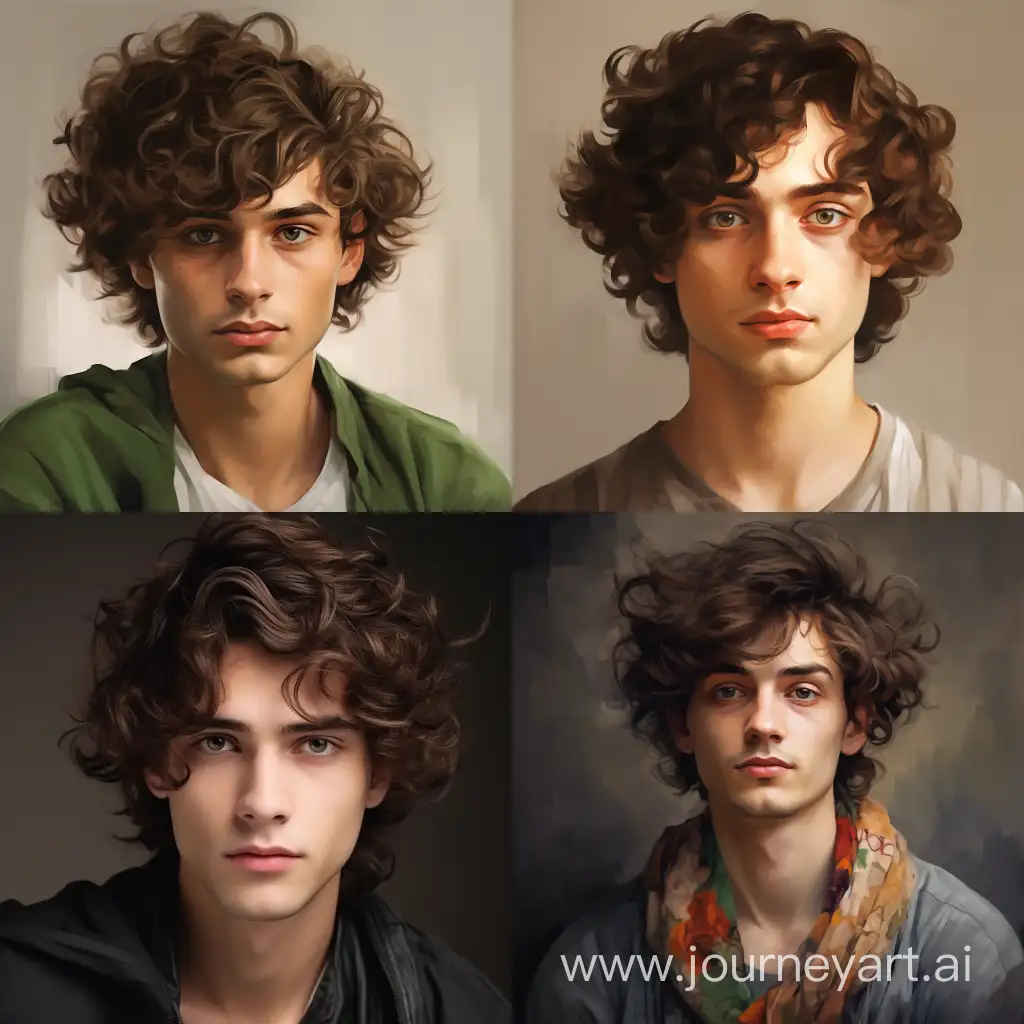 молодой человек лет 25-30, кучерявый, татарин, розовое лицо, зеленые глаза