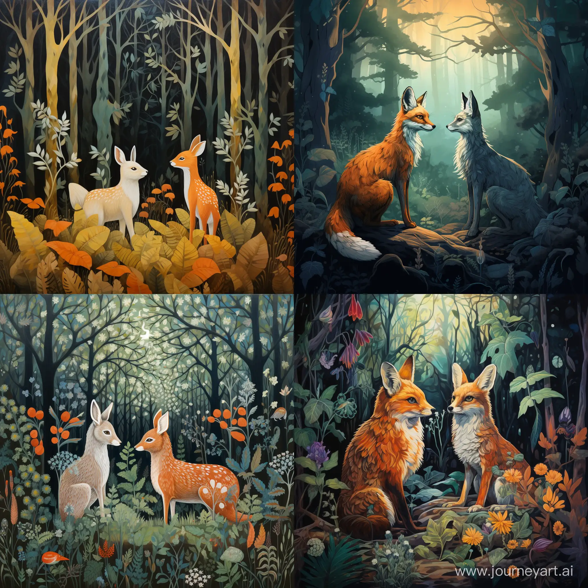 Enchanting-Encounter-Fox-and-Hare-in-the-Forest