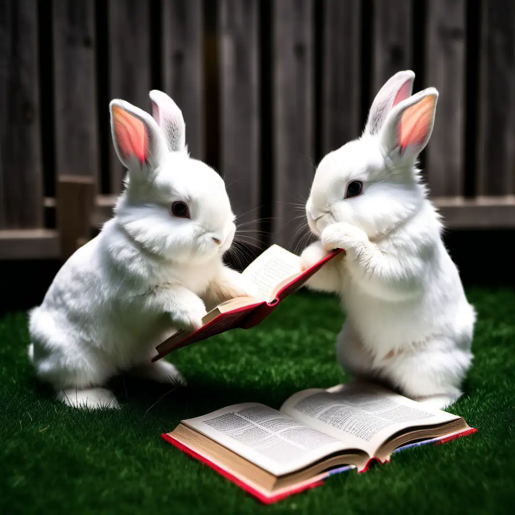 Adorable Easter Bunnies Engaged in Playful Book Reading