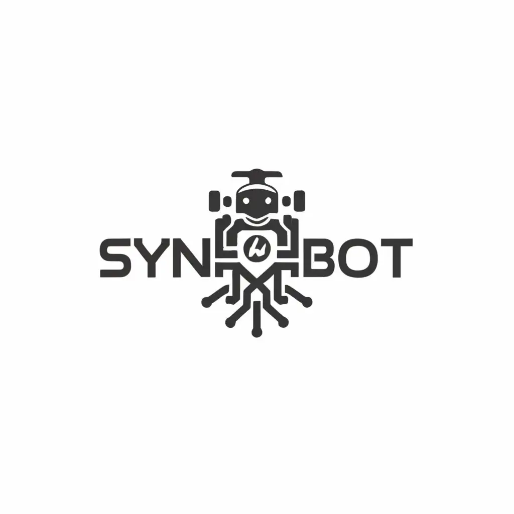 a logo design,with the text "SyNBot", main symbol:bot and racing car,Minimalistic,be used in Automotive industry,clear background