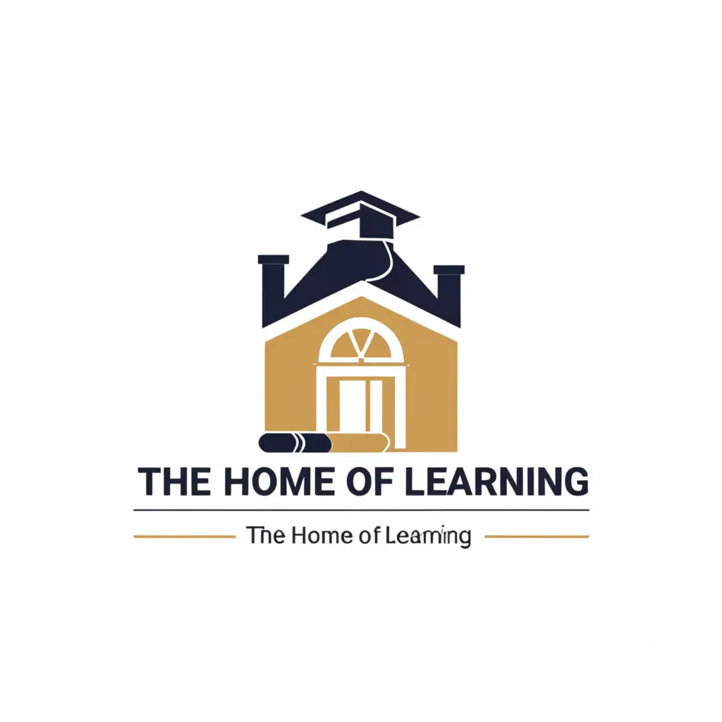 a logo design,with the text "The Learning House", main symbol:"""
House with graduation cap in the corner

And a small slogan saying "The home of learning"
""",complex,be used in Education industry,clear background