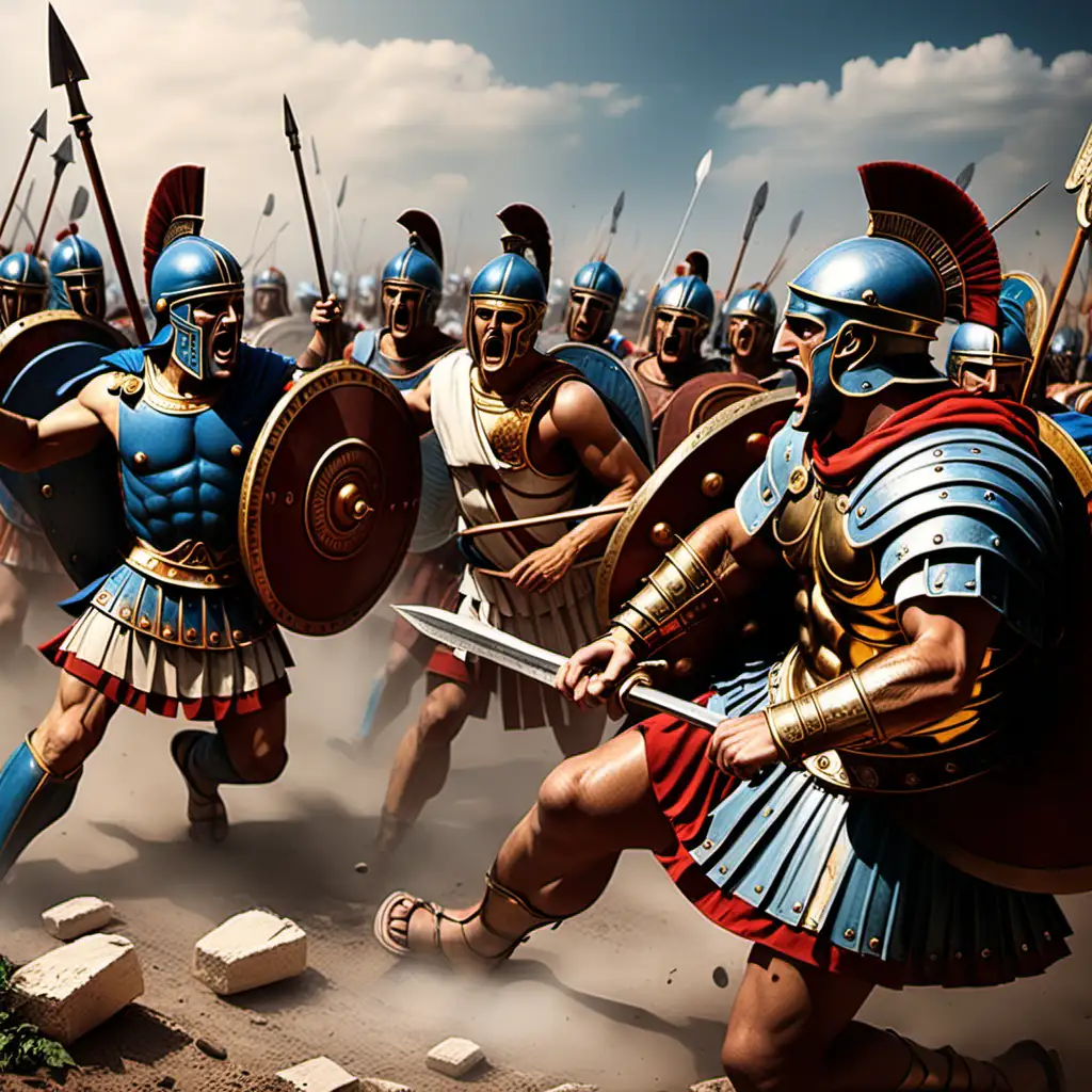 batalla de los centuriones y los lavitas entre griegos y troyanos
