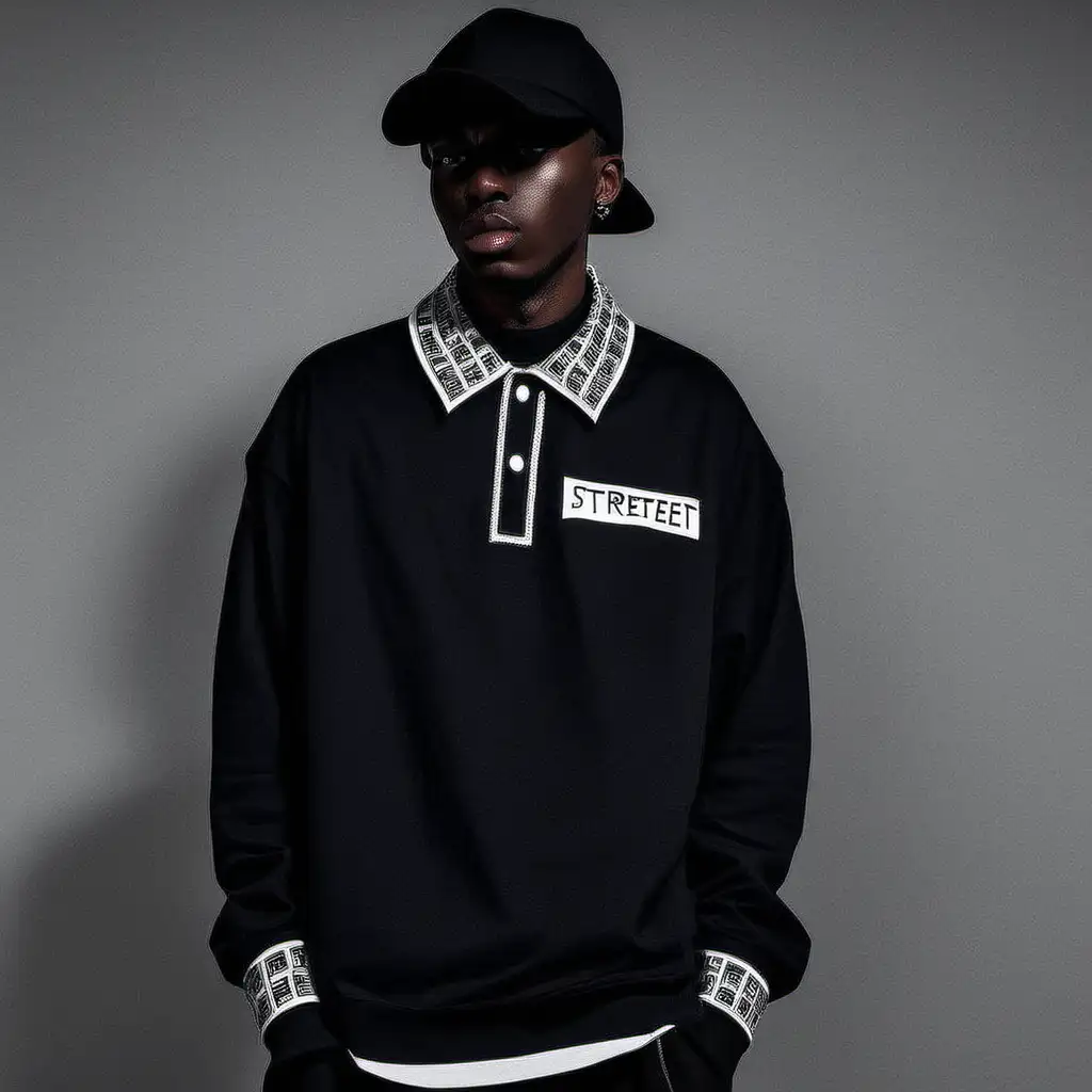 Unique Streetwear Fashion with Intricate Collar Details
