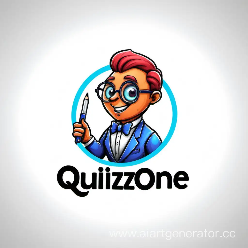 Create a logo for the QuizZone channel, draw a clever character.