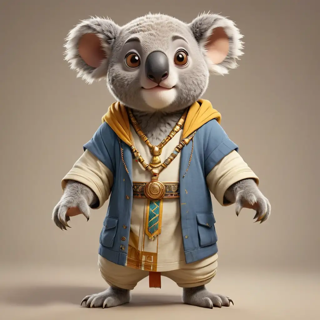 Cartoon Koala Dressed as Ancient Egyptian Pharaoh with Hedjet