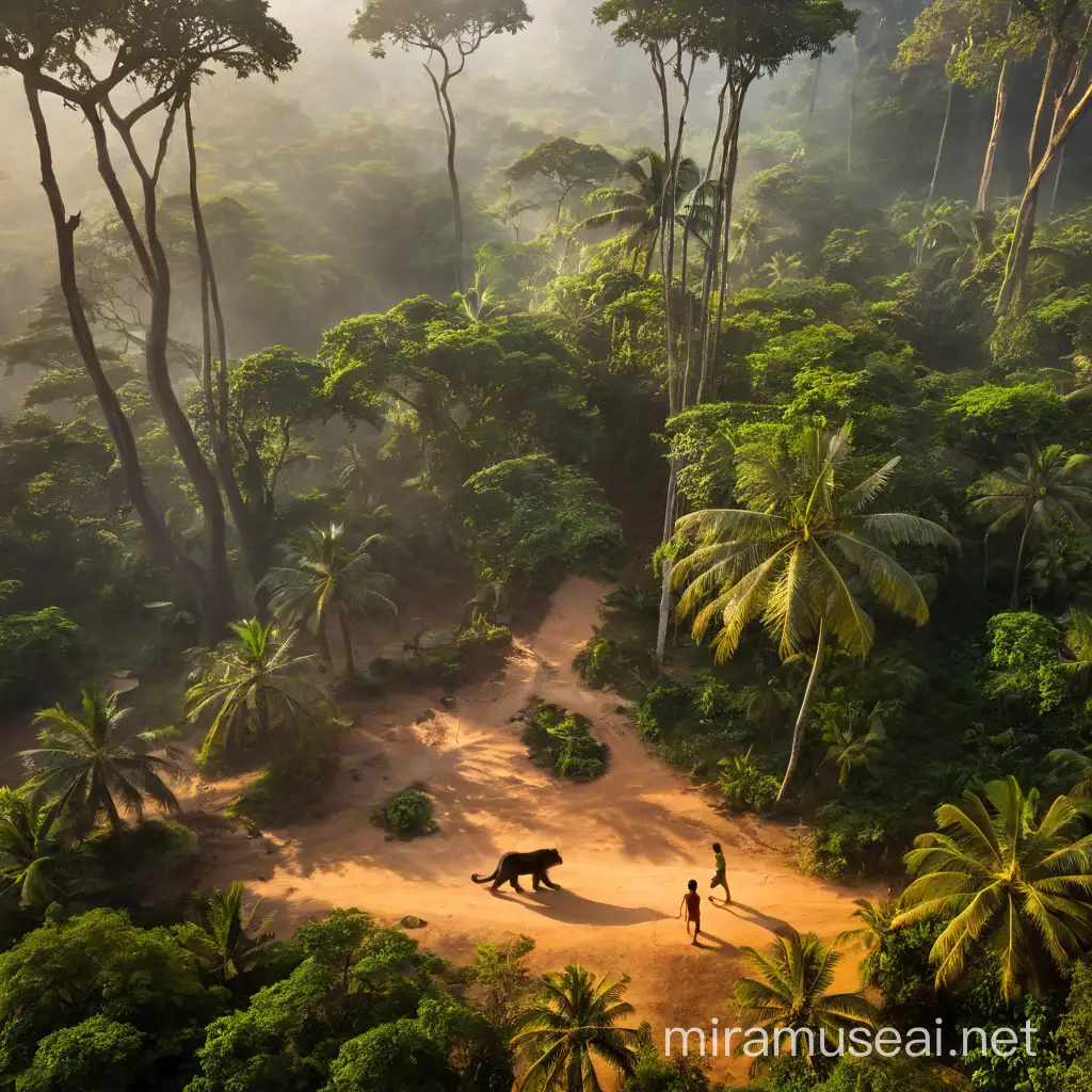 Children Saving the Forest to Protect Mowglis Home in Jungle Adventure Artwork