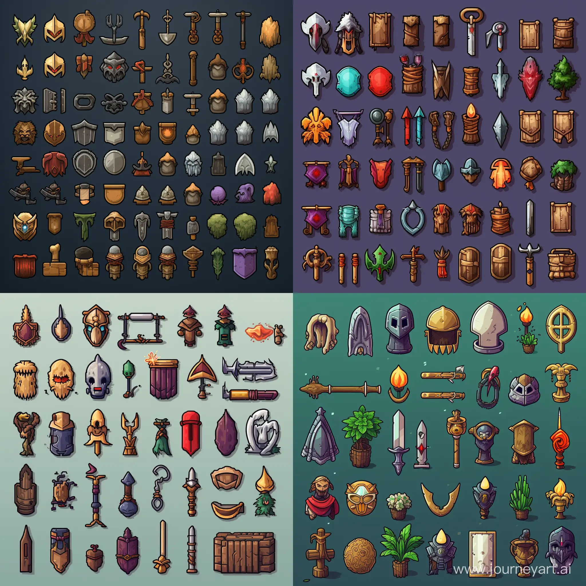 pixel art , item spritesheet, Pixel RPG Icons