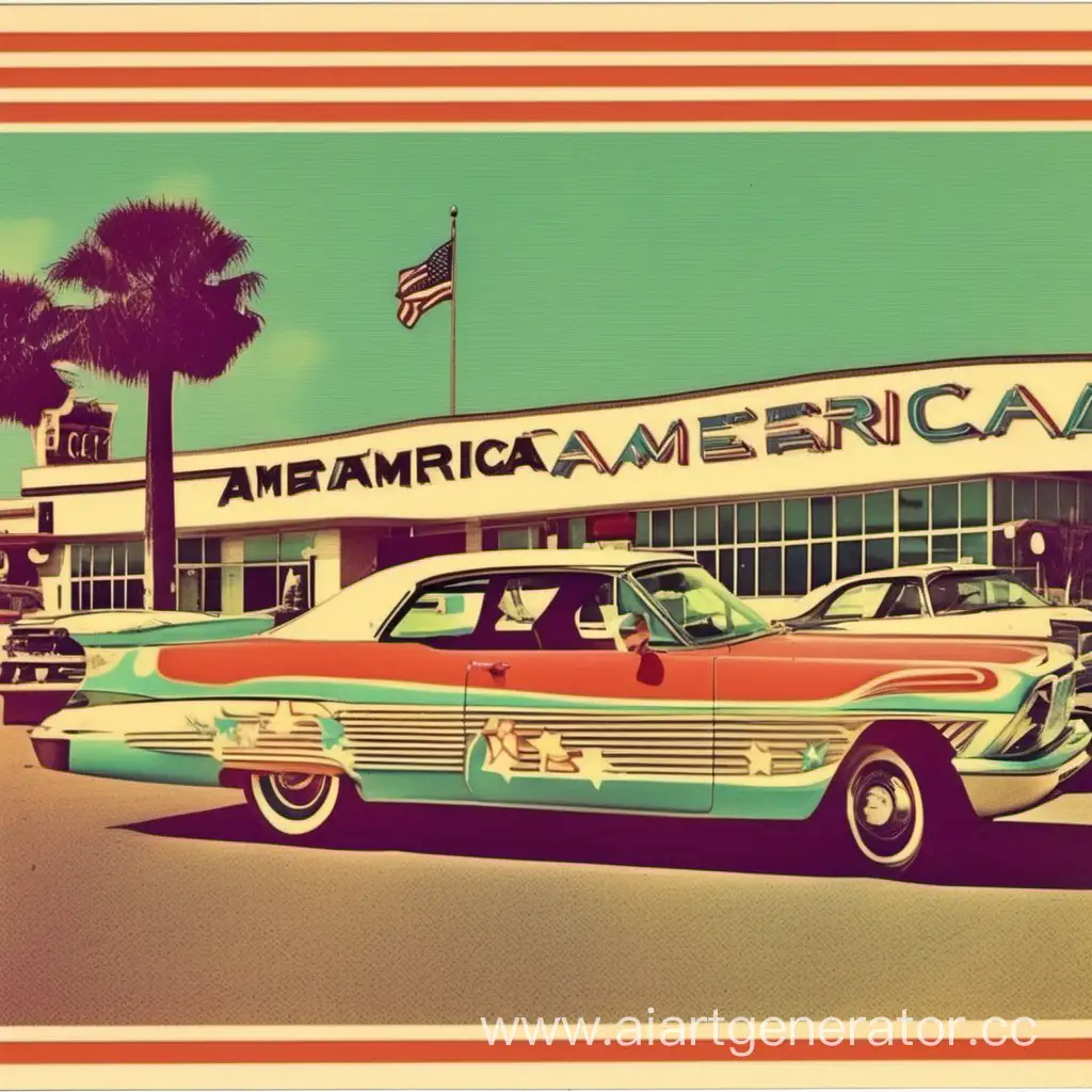 открытка в ретро стиле, америка, эстетично