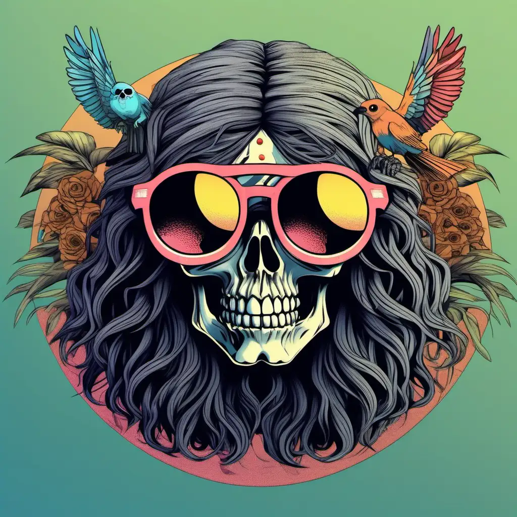 Hippy Skull with Trendy Shades Cute and Quirky 3D Vector Art