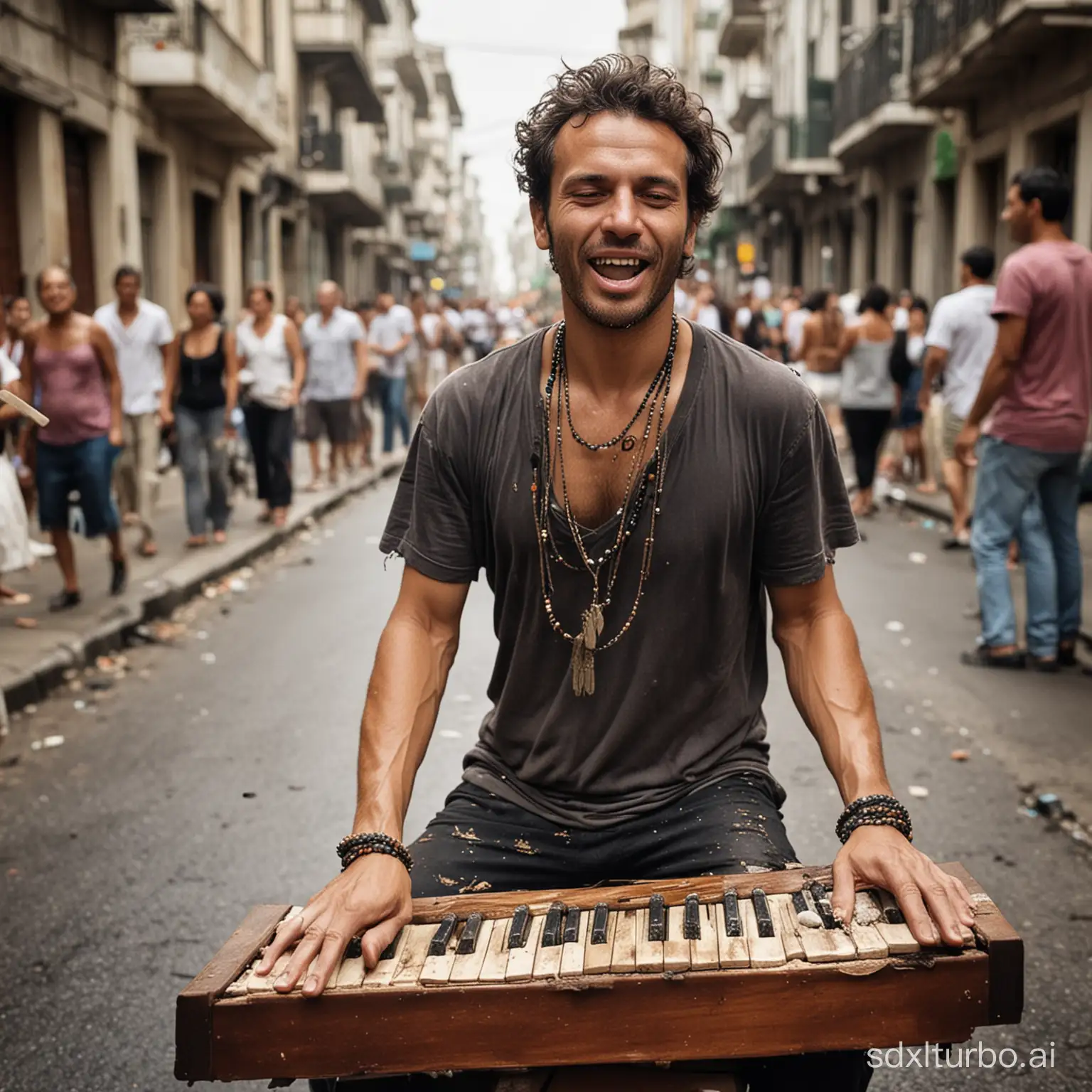 Energetic-Street-Musician-Plays-HarpLike-Instrument-in-Rio-de-Janeiro