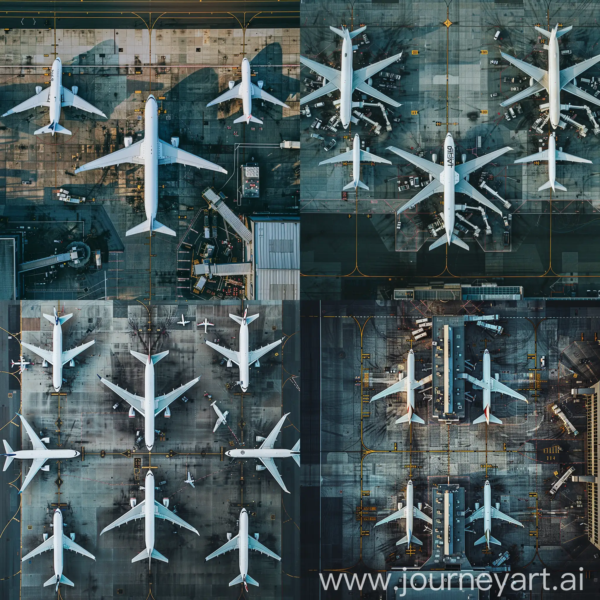 Aerial-View-of-Modern-Airport-with-White-Planes-for-Logo-Placement