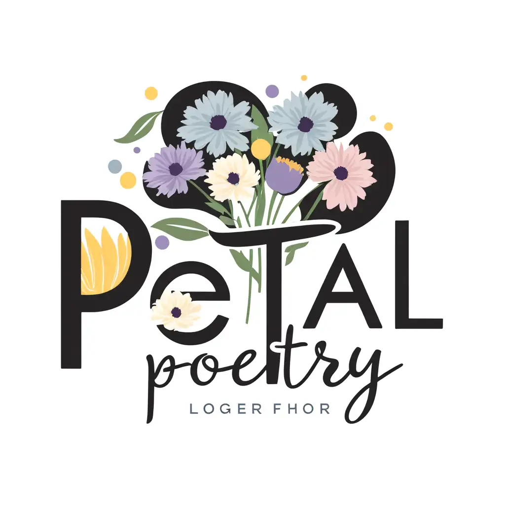 create a secondary logo for this with only the flower bouquet. add poetry on the flowers to make it meaningful
