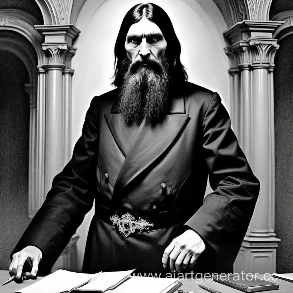 Grigori-Rasputin-Sketching-in-an-Opulent-Palace