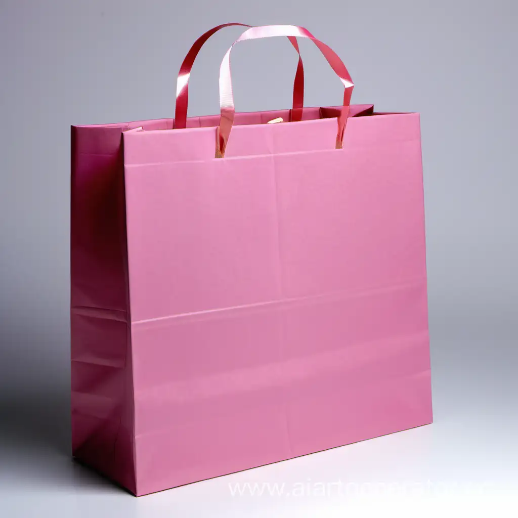 розовый бумажный пакет с ручками-лентами для магазина одежды
