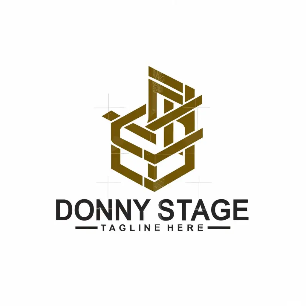 logo, BASIC, SIMPLE, AND OBJECTIVE LOGO. ONLY 2 COLORS. LATTICE IN THE SHAPE OF THE LETTER "D" AS AN ICON, with the text "DONNY STAGE", typography, be used in Restaurant industry