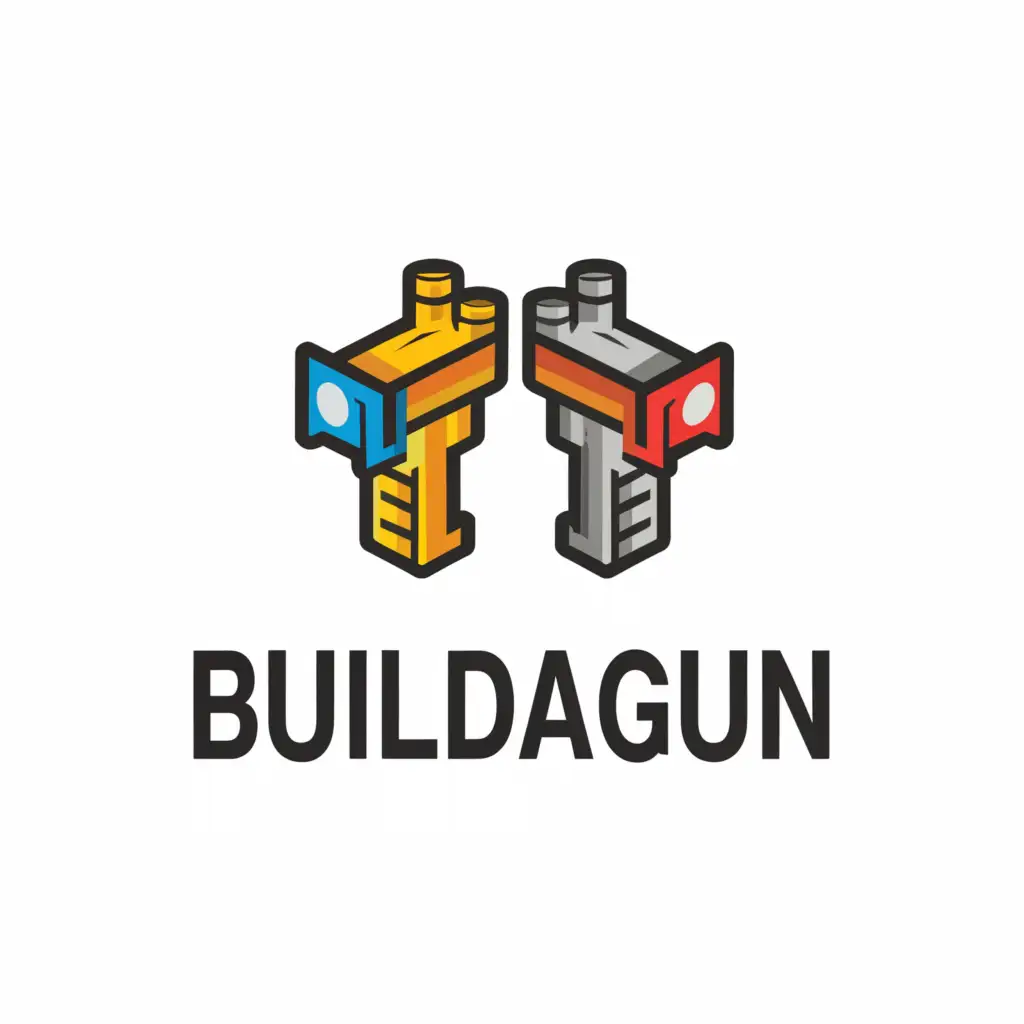 a logo design,with the text "BuildAGun", main symbol:lego guns,Moderate,clear background