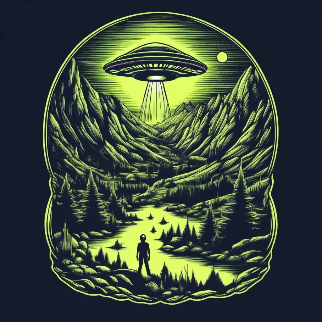Otherworldly Encounter Extraterrestrial Abduction TShirt Design