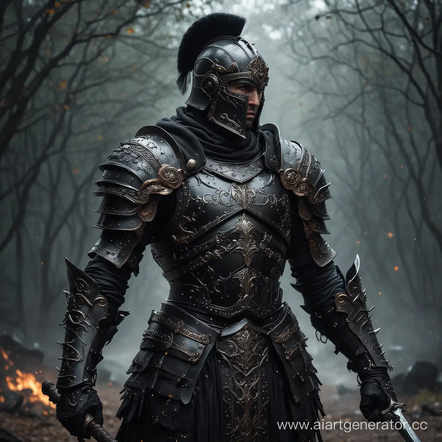 Enchanted-Black-Warrior-in-Heavy-Ancient-Armor