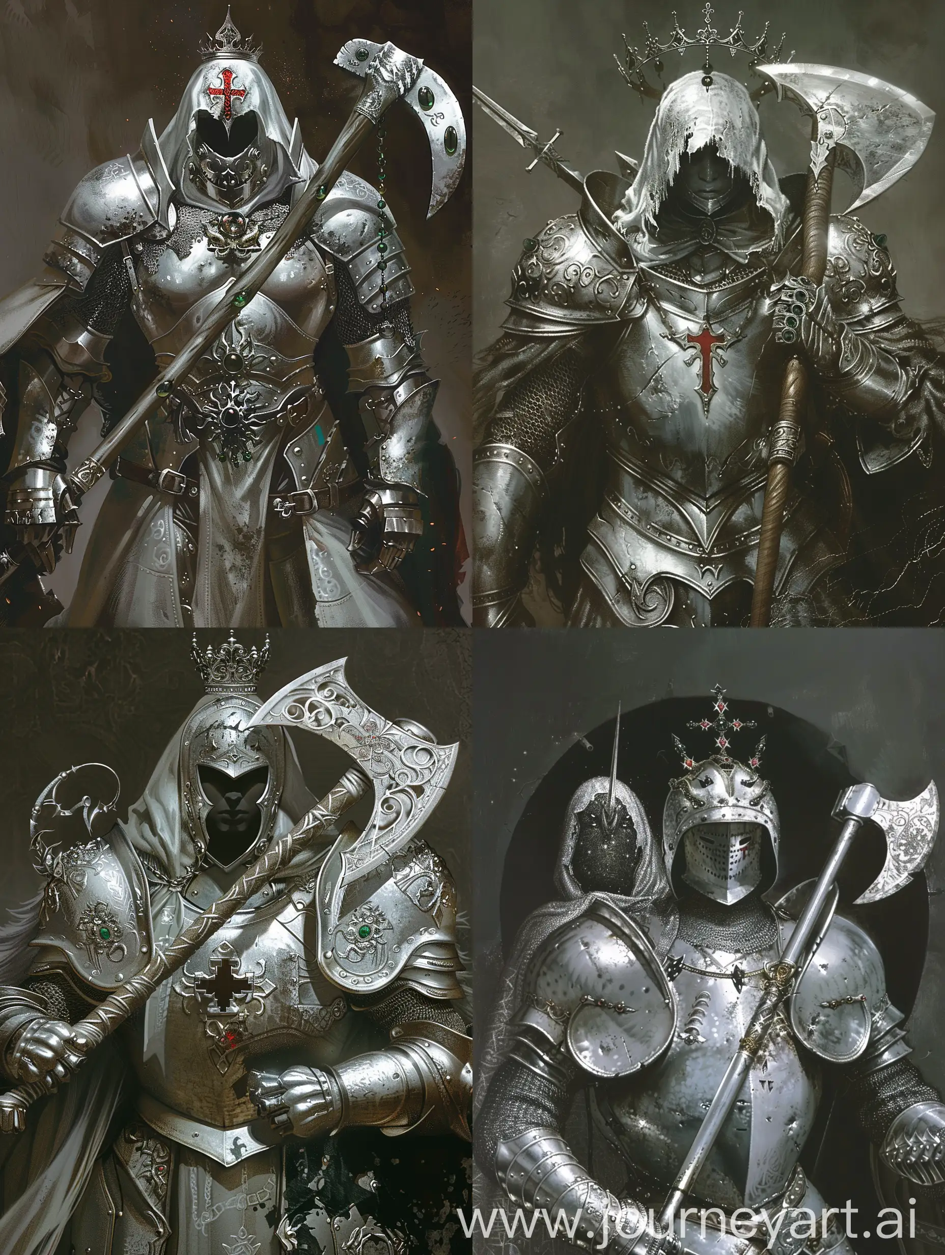 Silver-Armored-Knight-with-Illuminated-Creature-and-Crowned-Hood-in-Dark-Fantasy-Setting